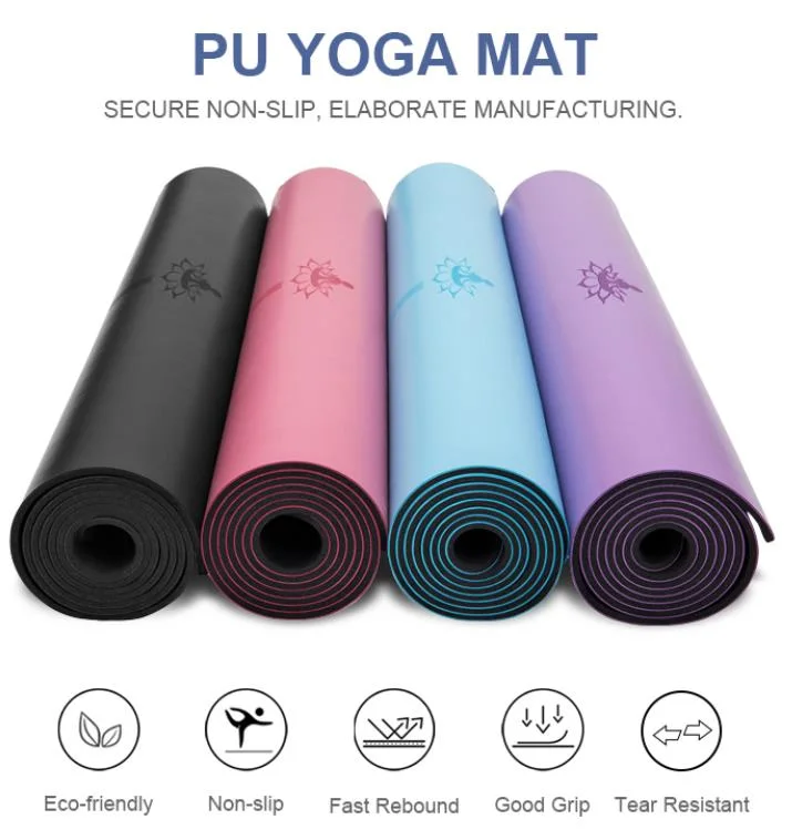 Pilates Exercise Mat Yoga Green Natural Rubber PU Yoga Mat Gym Equipments