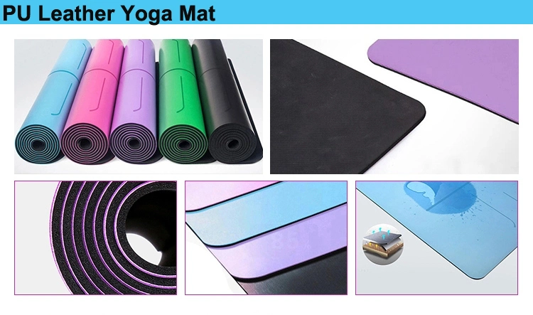 Eco Friendly Extra Thick Anti Slip Alignment Line Natural Rubber Easy Clean Custom PU Leather Rubber Yoga Mat