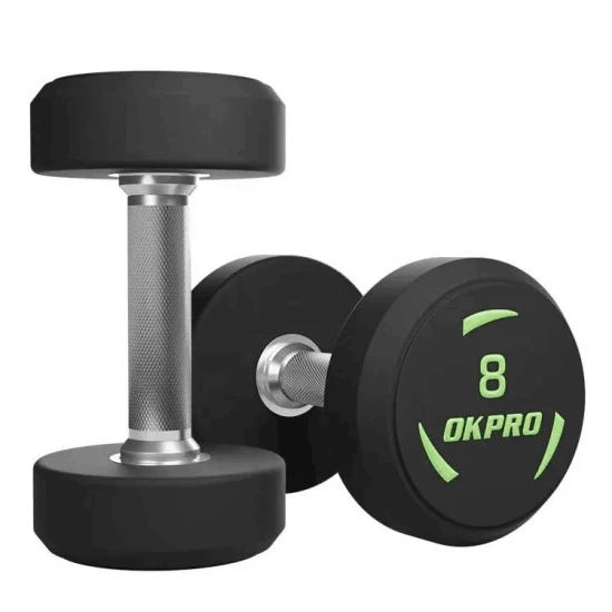 Pesos Livres Custom Wholesale Artigos Esportivos Musculação Redondo Haltere Halterofilismo Ginásio Equipamento de Fitness PU Dumbbell